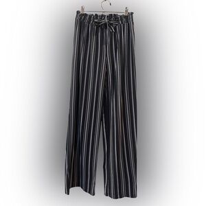 Joe B Women’s Striped Wide Leg Pants Black White Drawstring Size: Small